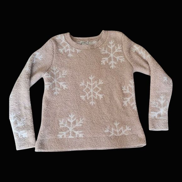 Cupcakes and Cashmere ULTRASOFT snowflake sweater beige crewneck sz L Excellent - Picture 1 of 11